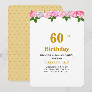 Convites Folhas Florais e de Louro 40º, 60º Aniversário