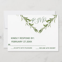 Convites Folhas geométricas elegantes de verde rsvp ramo