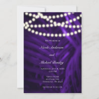 Folhas & Luzes de Palma Tropical Roxa Casamento