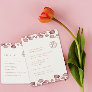 Convites Folhas Rosa Bege Dupla Felicidade Casamento Chinês