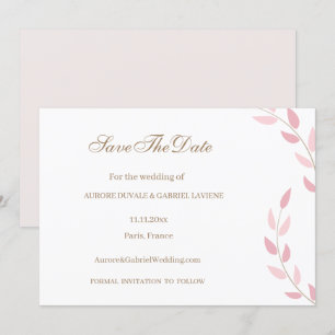 Convites Folhas Rosa Bege Outono Salvar Data Casamento