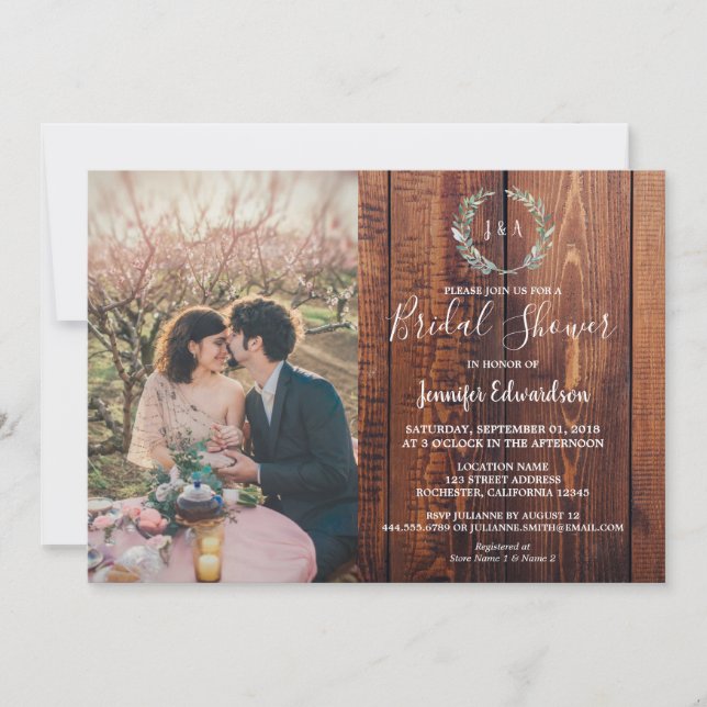 Convites Folhas russas no Chá de panela de fotografia do mo (Frente)