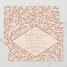 Convites Folhas Rústicas Rosa Botânico Glam Chás de Bebê de