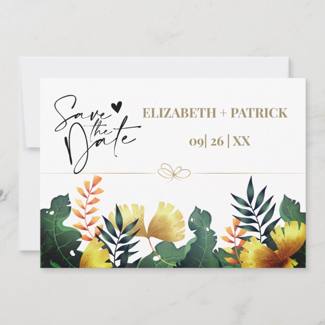 Convites Folhas silvestres, salve a data (Frente)