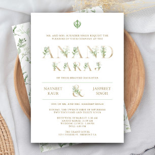 Convites Folhas Tipografia Branco Anand Karaj Casamento Sik
