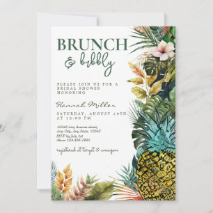Convites Folhas tropicais Ananás Brunch Chá de panela