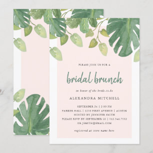 Convites Folhas tropicais   Brunch Blush e Bridal Verde