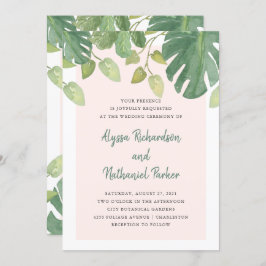Convites Folhas tropicais| Casamento de Blush e Green