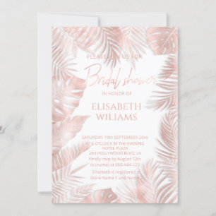 Convites Folhas tropicais de ouro-rosa elegantes folhas rom