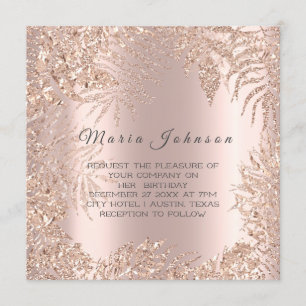 Convites Folhas tropicais de relâmpagos Rosa Dourado