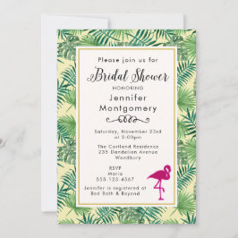 Convites Folhas tropicais e Chá de panela Flamingo rosa