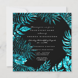 Convites Folhas Tropicais Fern Quadro Oceano Azul Turca Neg