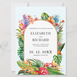 Convites Folhas Tropicais Florais Casamento na Praia