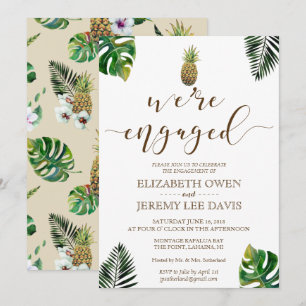 Convites Folhas Tropicais Noivado de abacaxi Luau