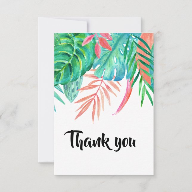 Convites Folhas Tropicais Obrigado (Frente)