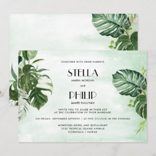 Convites Folhas tropicais Twedding horizontal do monstera