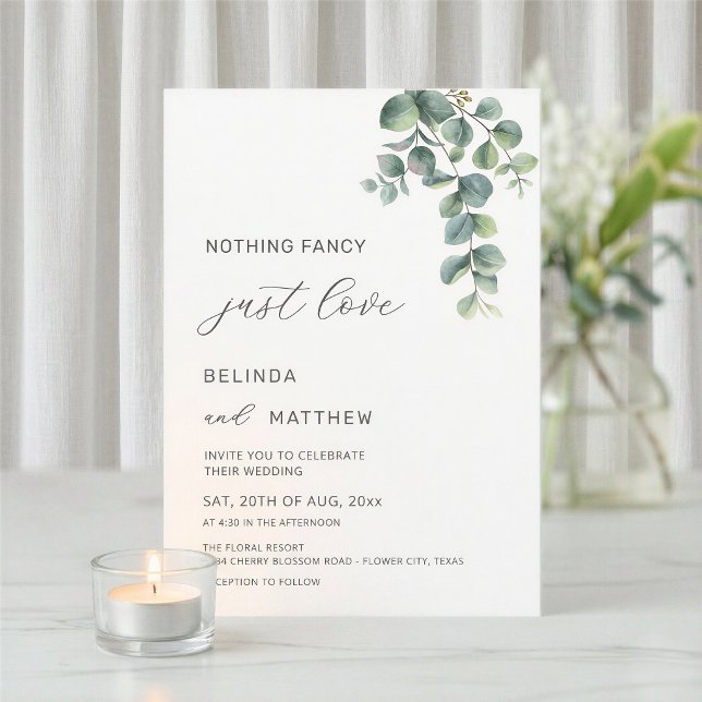 Convites Folhas Verde Água Flores Casamento Informal (Criador carregado)