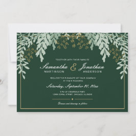 Convites Folhas Verde Salvia em Casamento Verde Esmeralda