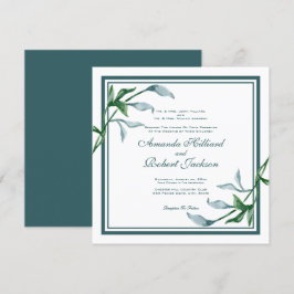 Convites Folhas Verdes Azuis De Água, Casamento De Nomes-Pa