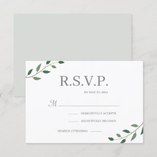 Convites Folhas Verdes de Eucalipto RSVP de Casamento Elega