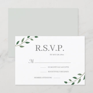 Convites Folhas Verdes de Eucalipto RSVP de Casamento Elega