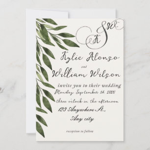 Convites Folhas verdes simples para casamento