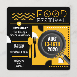 Convites Folheto contemporâneo do festival de comidas