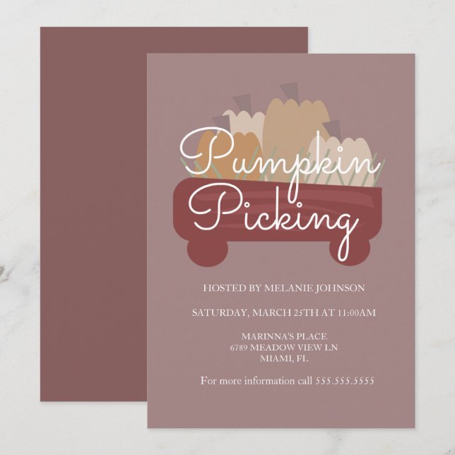 Convites Folheto de Abóbora do Pomar de Abóboras (Frente/Verso)