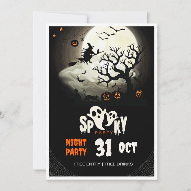 Convites Folheto de Festa Noite de Halloween Spooky (Frente)