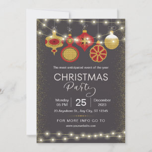 Convites Folheto de Natal preto e Dourado