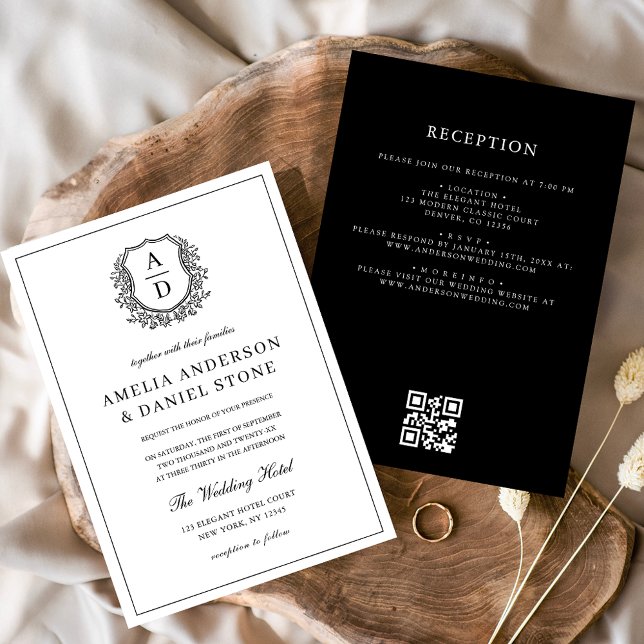Convites Folheto Formal Monograma Casamento Código QR (Criador carregado)