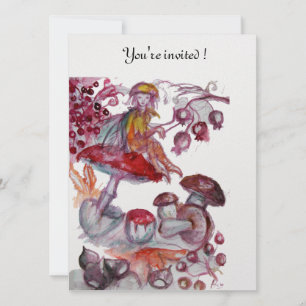 Convites FOLHETO MÁGICO DE COGUMELOS Fantasia Floral Vermel