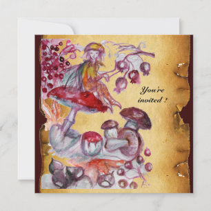 Convites FOLHETO MÁGICO DE COGUMELOS pergaminho