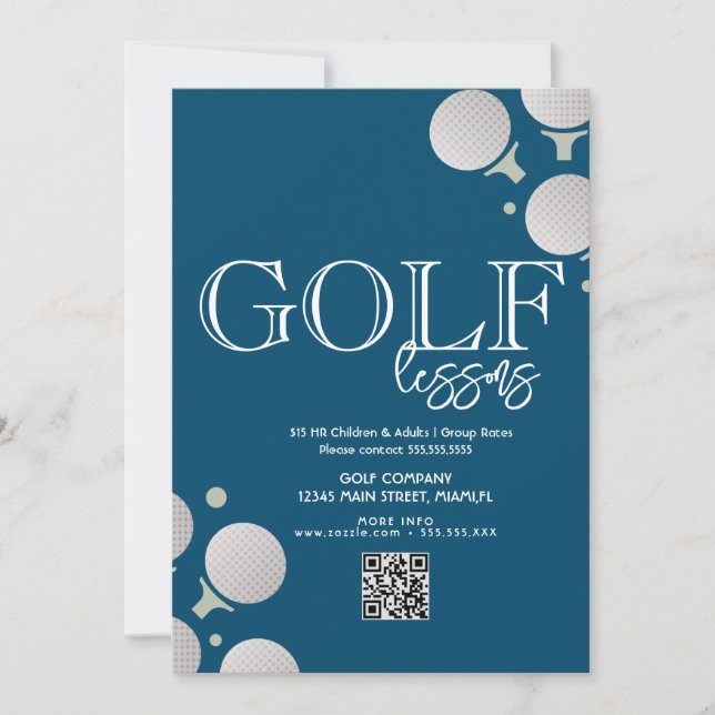 Convites Folhetos de Aulas de Golfe para Adultos e Crianças (Frente)