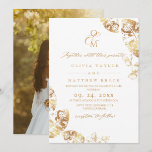 Convites Folhetos de Boho Autumn   Casamento Botânico