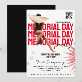 Convites Folhetos do Memorial Day Girly Patriotic Party