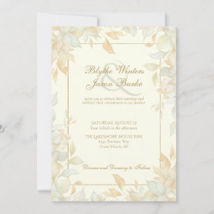 Convites Folia Elegante de Noiva Casamento Folha Dourada