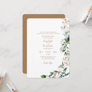 Convites Foliage & Cotton Modern Dourado Casamento Arredond