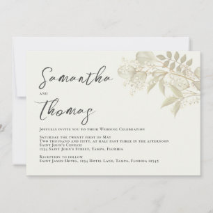 Convites Foliage Elegante Greenery Sage deixa folhagem