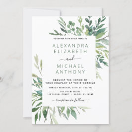 Convites Foliage Foliage Botânica Watercolor Wedding Invi