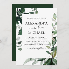 Convites Foliage Foliage Botânica Watercolor Wedding Invi
