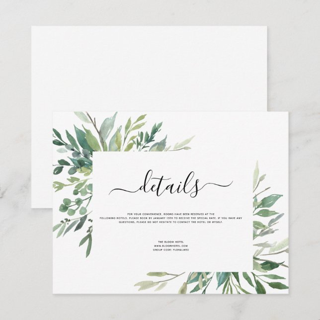 Convites Foliage Foliage Botânica Watercolor Wedding Invi (Frente/Verso)