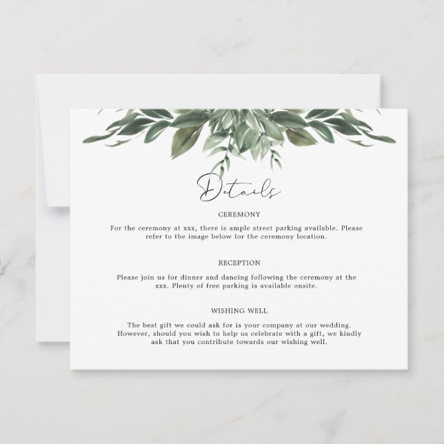 Convites Foliage Leaf Details Enclosure Card (Frente)