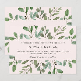 Convites Foliage Minimalista - Cor-de-rosa | Casamento