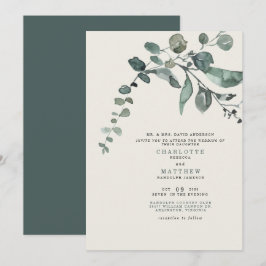 Convites Foliage Teal & Cream Casamento Noivo Parentes