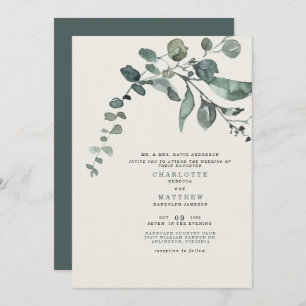 Convites Foliage Teal & Cream Casamento Noivo Parentes