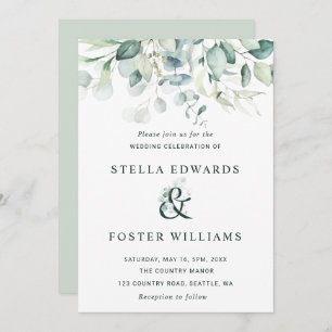 Convites Foliage Verde Ampersand Wedding Elegante