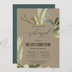 CONVITES FOLIAGEM VERDE FOLIAGEM ÁGUA COR REHEARSAL JANTADA