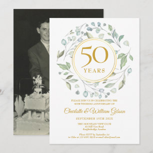Convites Foliarelva Dourado 50 Aniversário Foto