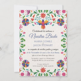 Convites Folk Art Colorful Floral Fiesta Spanish Wedding